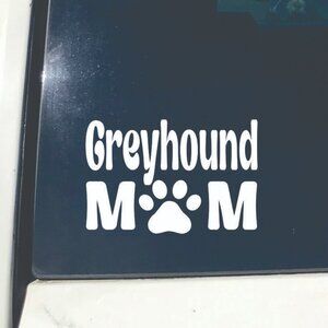 White Greyhound Dog Mom Vinyl Window Decal